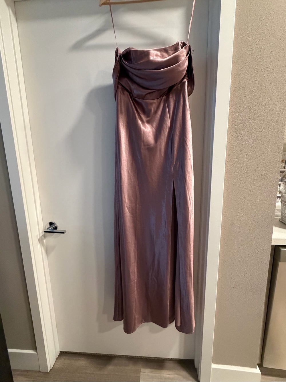 Birdy Grey Satin Cowl Maxi Skirt in Mauve